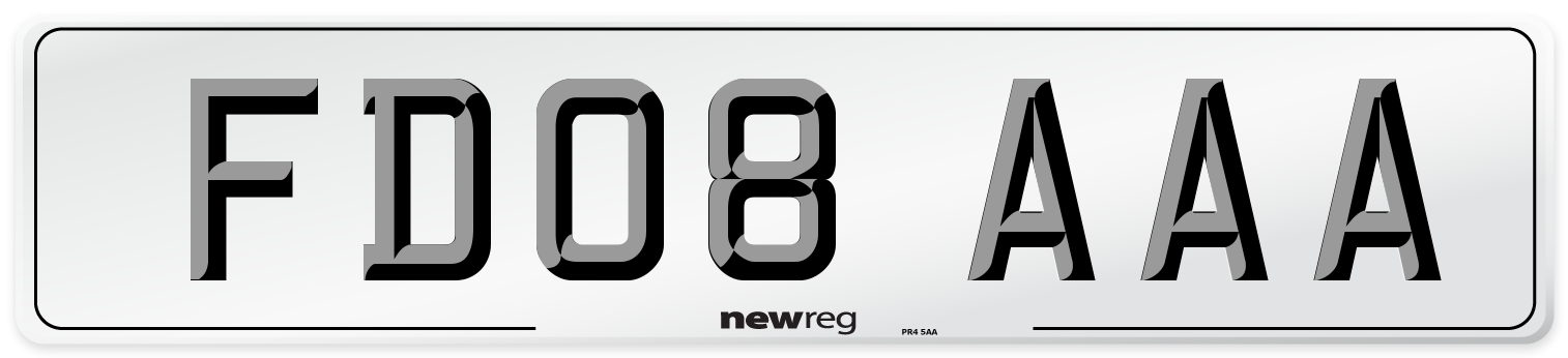 FD08 AAA Number Plate from New Reg